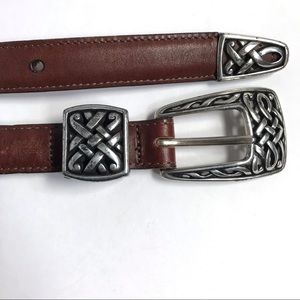 Brighton Vintage 1995 Brown Leather and Silver Tone Belt S